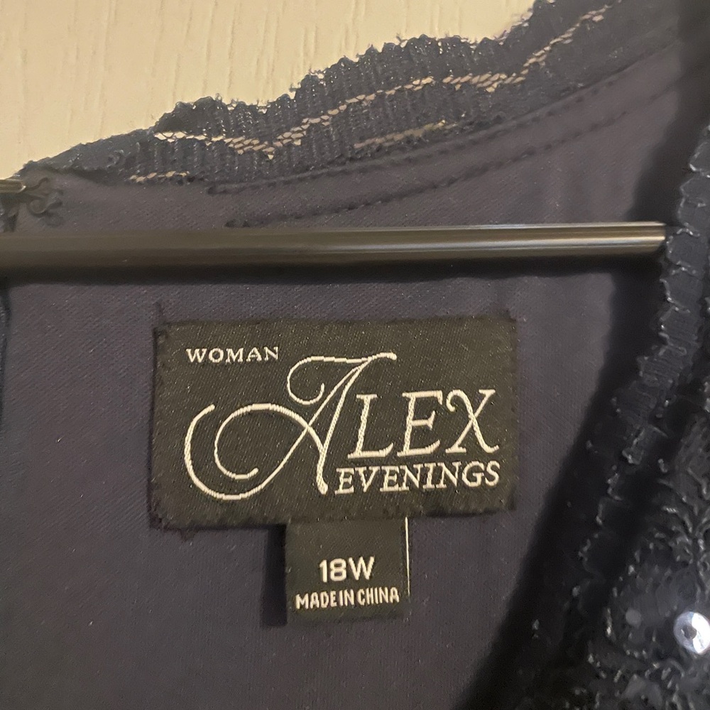Alex Evenings Navy Long Sleeve Dress - Picture 6 of 6